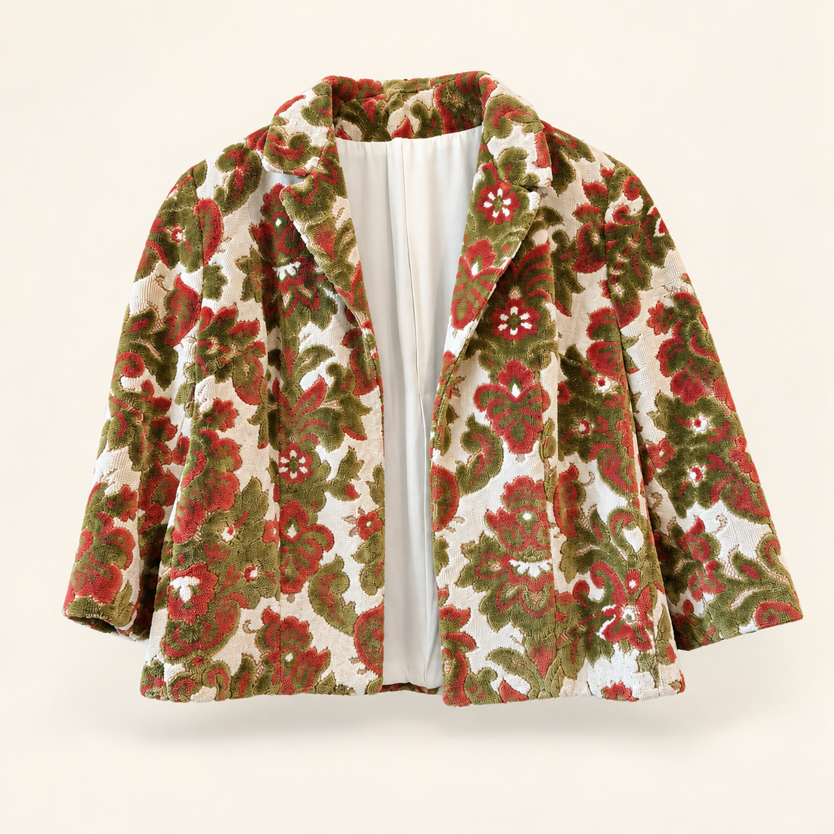 Vintage Floral Tapestry Jacket – Cream, Olive & Rust