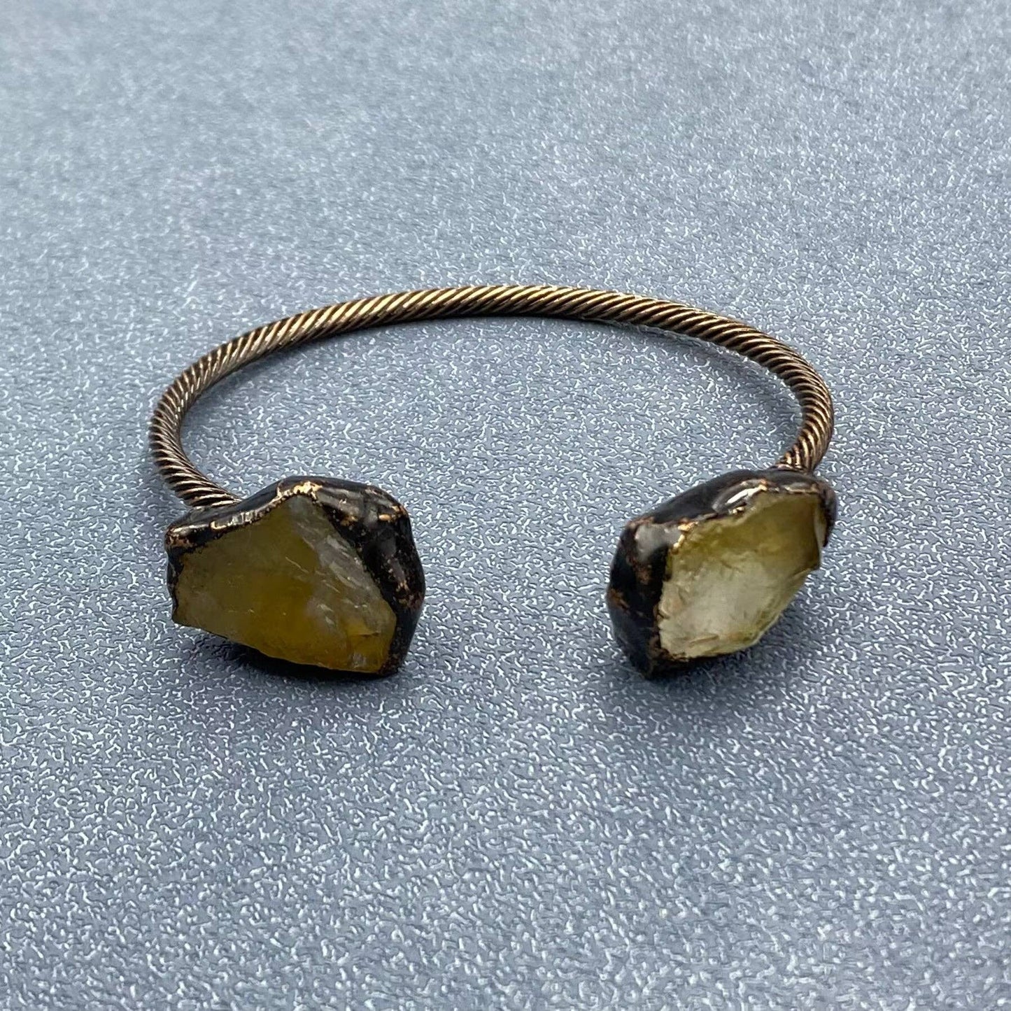 Vintage Natural Stone Retro Adjustable Cuff Bangle - CS