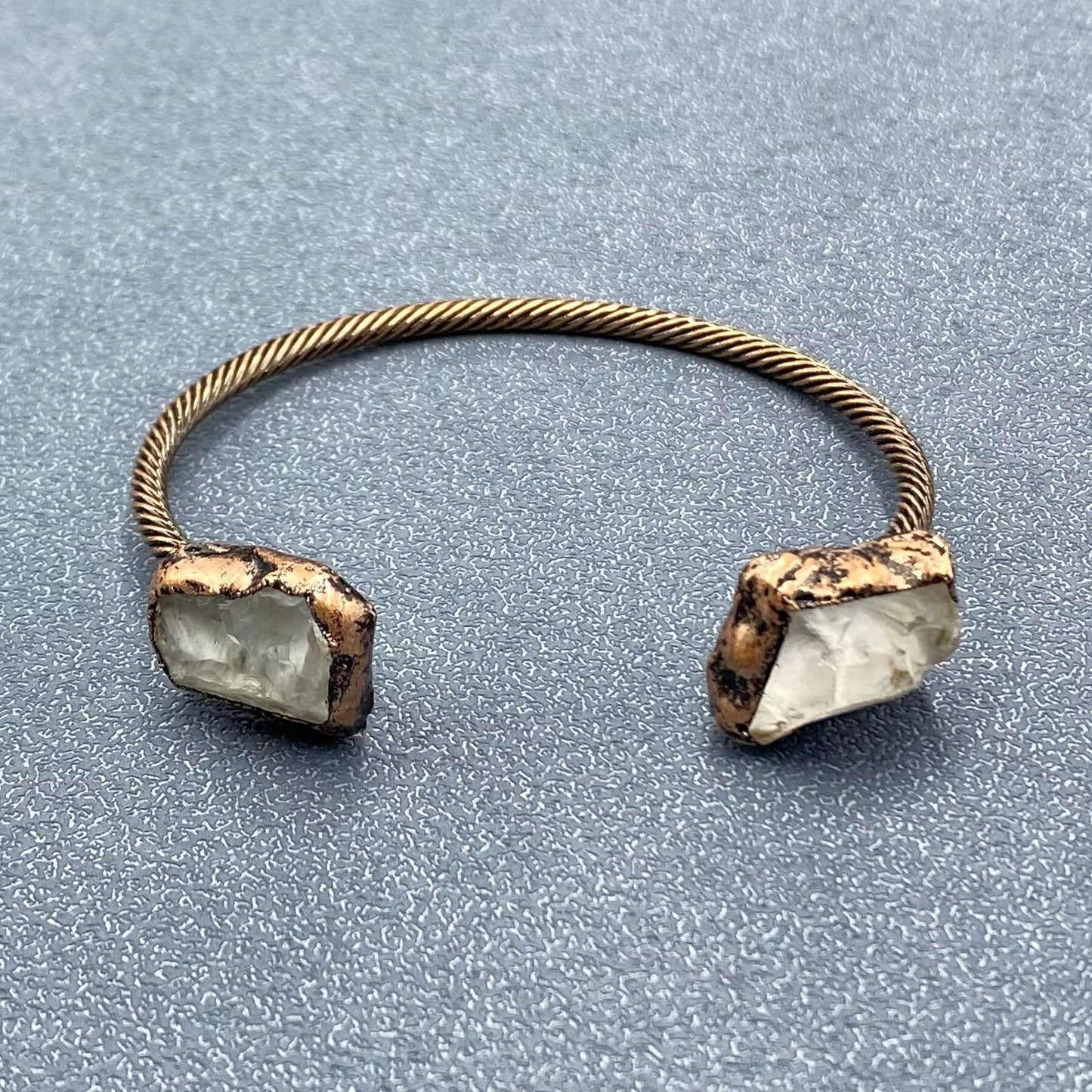 Vintage Natural Stone Retro Adjustable Cuff Bangle - CS