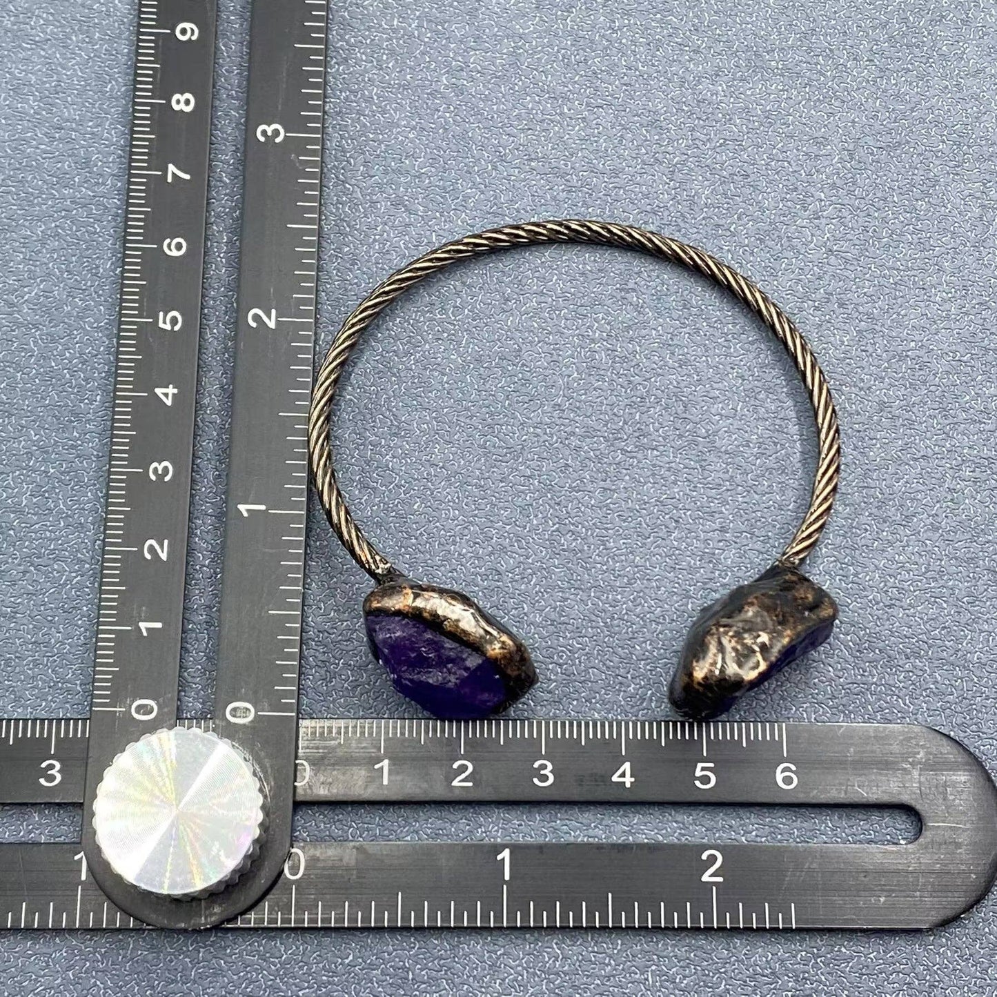 Vintage Natural Stone Retro Adjustable Cuff Bangle - CS