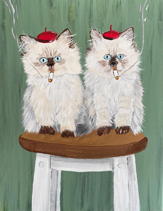 French Ragdoll Sisters Smoking Cat Print