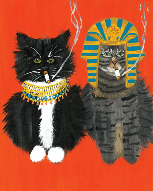 Egyptian Smoking Cat Print